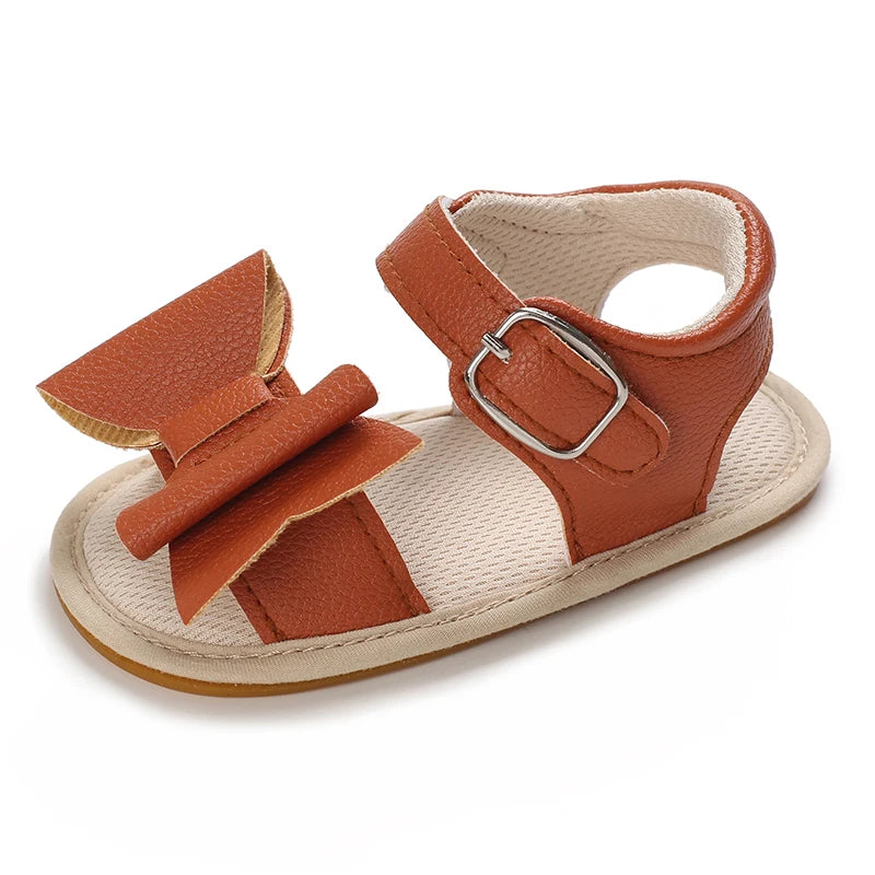 Baby Girls Bowknot Open-Toe Sandals Lightweight Non-Slip Comfy Crib Shoes Summer