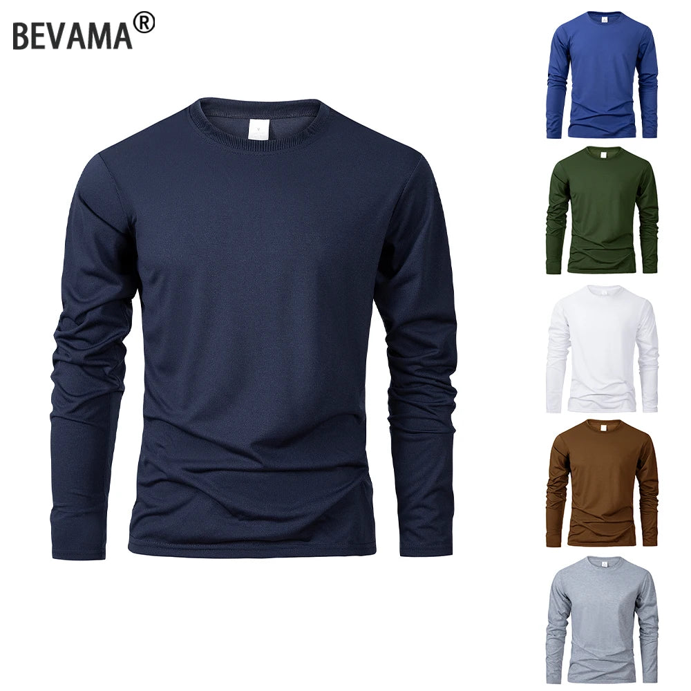 Men's Long Sleeve T Shirts Casual Round Neck Moisture Wicking Tees Male Tops Sports comfortable versatile Men's T-shirts