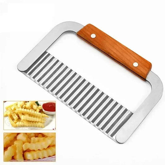 Stainless Steel Potato Chip Slicer Dough Vegetable Fruit Crinkle Wavy Slicer Knife Potato