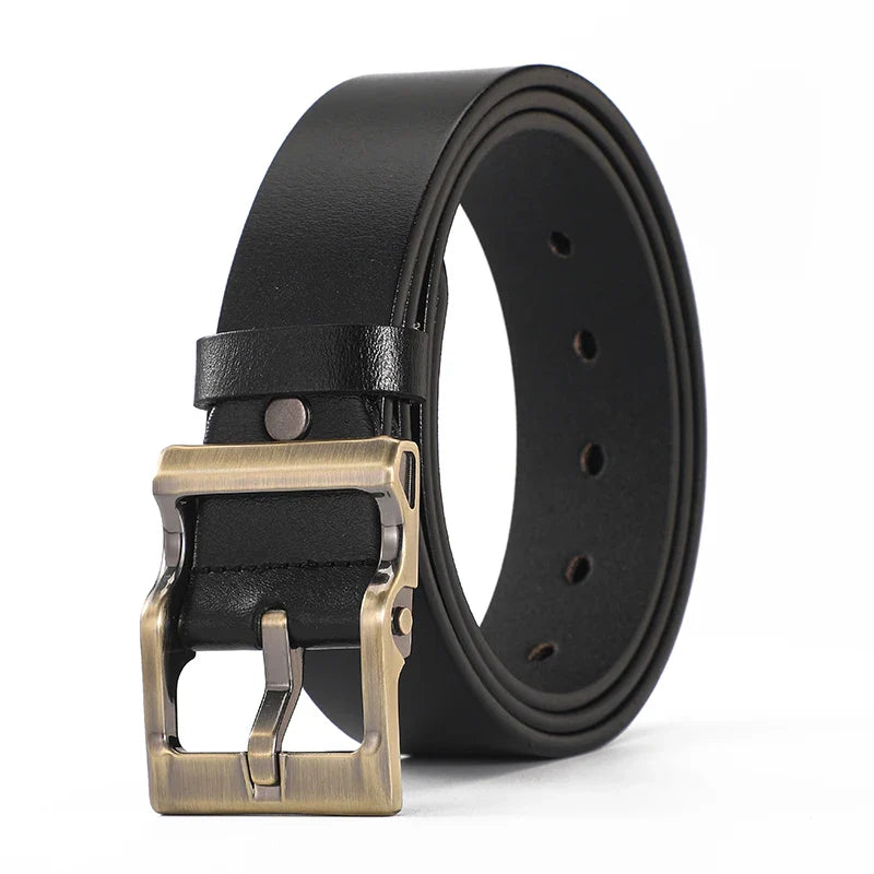 3.8cm Wide Men's Belt 110cm 120cm 130cm High-Quality Leather Belt Men's Retro Pure Cowhide Alloy Pin Buckle Jeans Men's Belt