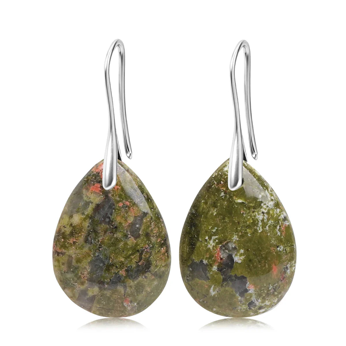 Natural Stone Pendant Women's Teardrop Earrings Elegant Gem Jewelry Creative Gift Black Obsidian Amethyst Rose Quartz Earrings