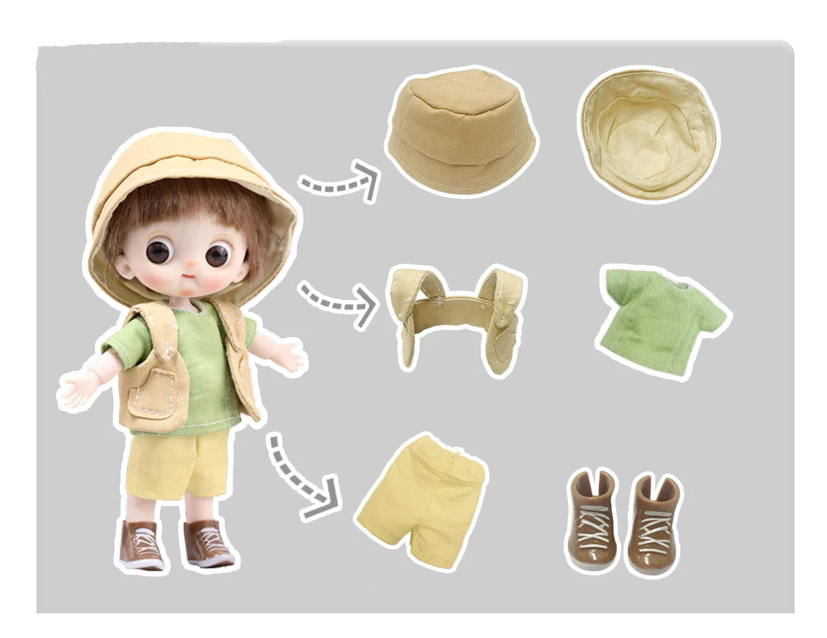 Mini Ob11 Bjd Doll Accessories Obitsu 11 Clothes Dolls For Girls Boy Toys Baby Kawaii Anime Toy Cute Items Miniature Costume
