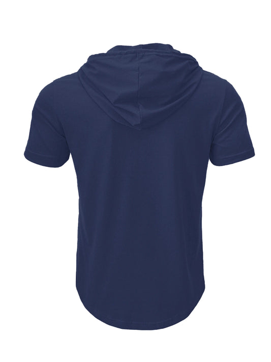 Men's Hooded Short-Sleeved Tees Summer Slim Fitness Quick Dry T-shirt Breathable Sports Tops for Male Bodybuilding