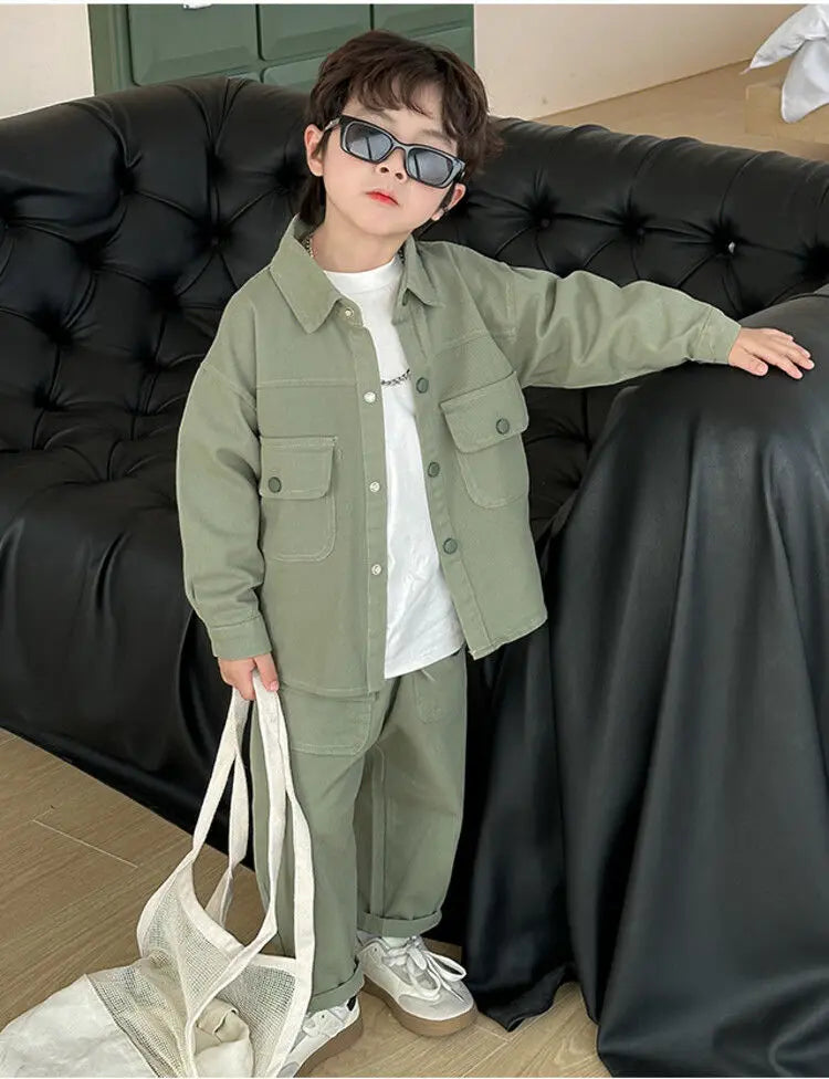 Boys Suit Coat+Pants Cotton 2Pcs/Sets 2025 Lasted Spring Autumn Sports Sets Teenagers Tracksuit Children Clothing