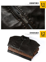 leather men plus fleece autumn and winter leather jacket wash men's coat