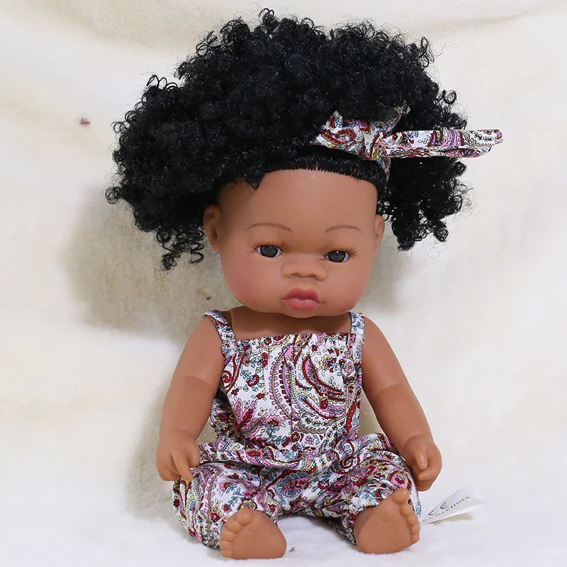 14inch Full Body Vinyl Bebe Reborn Dolls Soft Lifelike Baby Toys American Reborn Black Baby Doll Vinyl Baby Doll Toys Girls Boys
