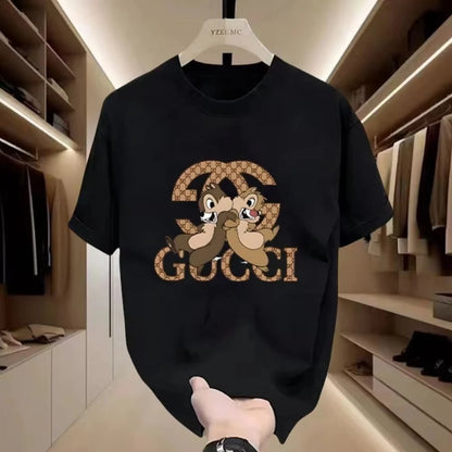 High Quality Pure Cotton Fashion Trend Crew Neck T-shirt Short Sleeve Summer New Versatile Luxury Printed Casual Top Ins