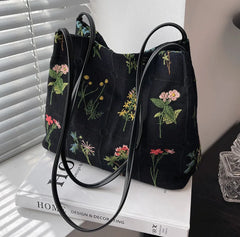 Luxury Brand Large Flowers Tote Bag Fabric Women