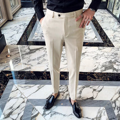 Formal Pants Spring Men Dress Pants Slim Fit Black White Pantalones Hombre