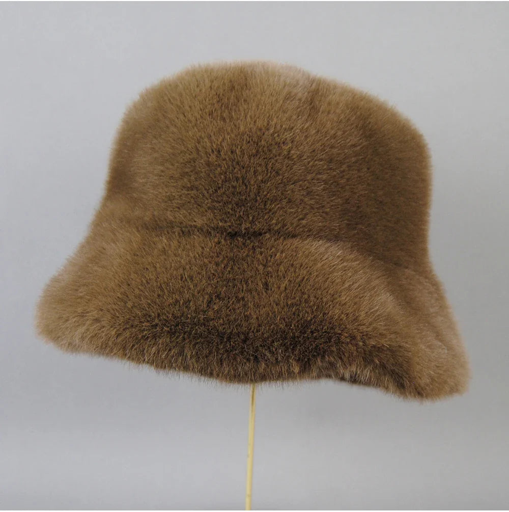 False Mink Fur Berets Elegant Women's Winter Caps New Design Fashion Artificial Fur Hats Knitted Warm False Mink Fur Beanies Hat