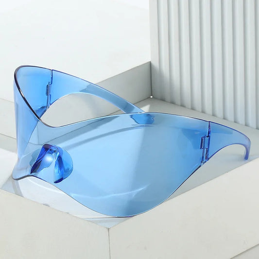 Y2K Sunglasses Women Fashion Silver Oversized Face Mark Shades Reflective Personal Sun Glasses for Cycling Travel