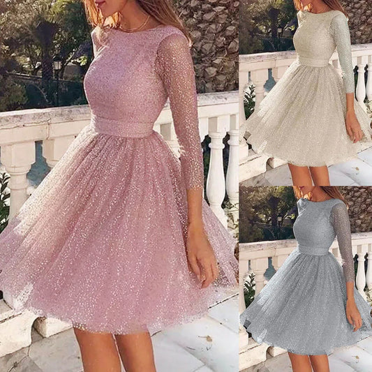 Evening wear Dresses: Slim Fit Ladies Party Dresses Women Sling Cross O-Neck