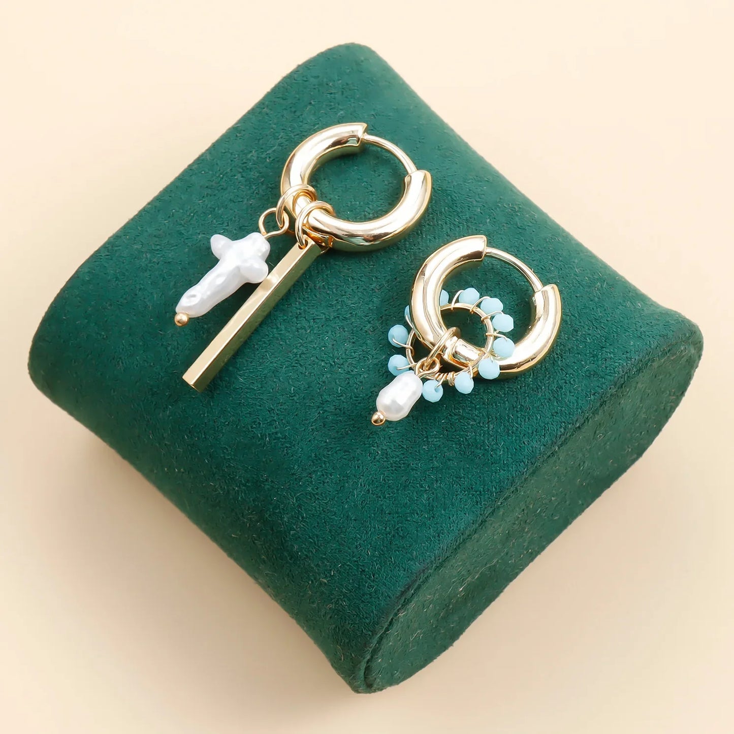 Geometric Crystal Asymmetric Dual-use Ear Buckle Earrings for Women Jewelry