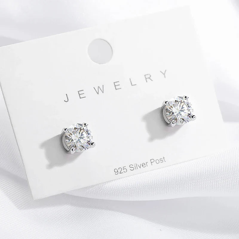 Smyoue 0.1-3CT Test Passed Moissanite Studs Earrings for Men Women S925 Silver Platinum Plated Bride Wedding Lab Diamond Studs