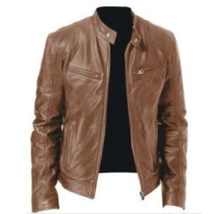 Top Layer Vintage Leather Clothes Men's Stand Collar Motorcycle Clothes