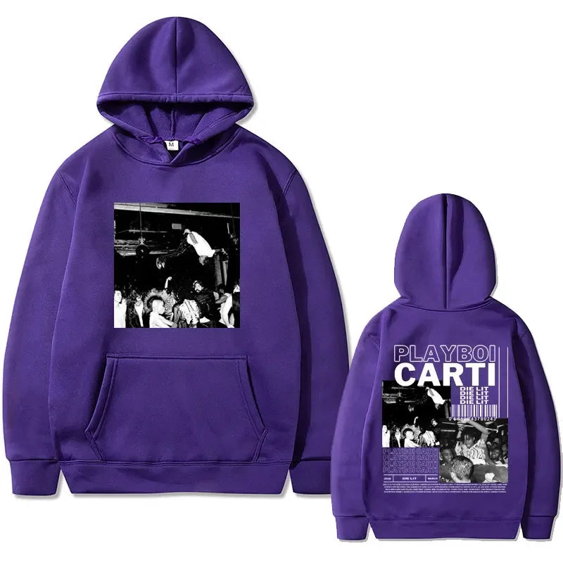 Hip Hop Rapper Playboi Carti Die Lit Music Album Hoodie Men's Fleece Cotton Sweatshirt