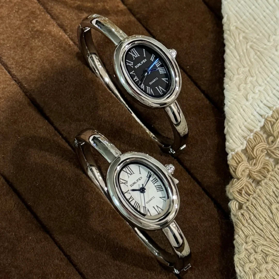 Women Rome Dial Quartz Watch Brand Luxury Gold Colors Bangle Oval  Wristwatch Relogio Feminino Gifts Clock Montre Femme