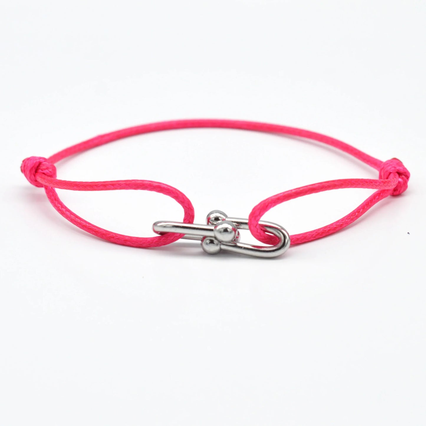 Simple Bamboo Horseshoe Buckle Bracelet Braided Ribbon Adjustable DIY Rope Bracelets Women Men Stainless Steel Jewelry