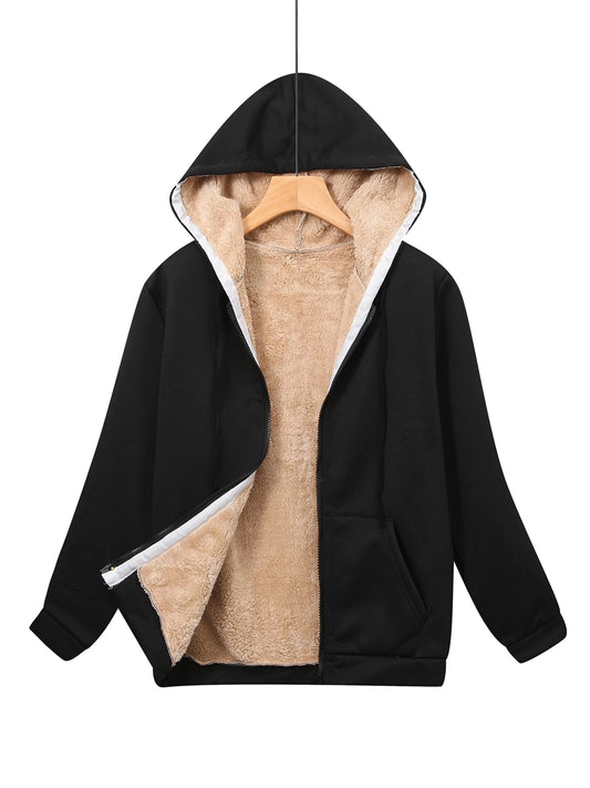 Women's Winter Fleece Lined Thermal Hoodie With Pockets - Cozy And Stylish Sweatshirt