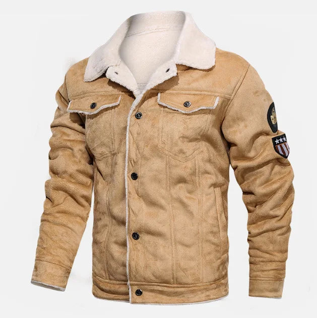 Autumn Winter Coat Men Jacket Vintage Solid Turn-Down Collar Outdoor Training