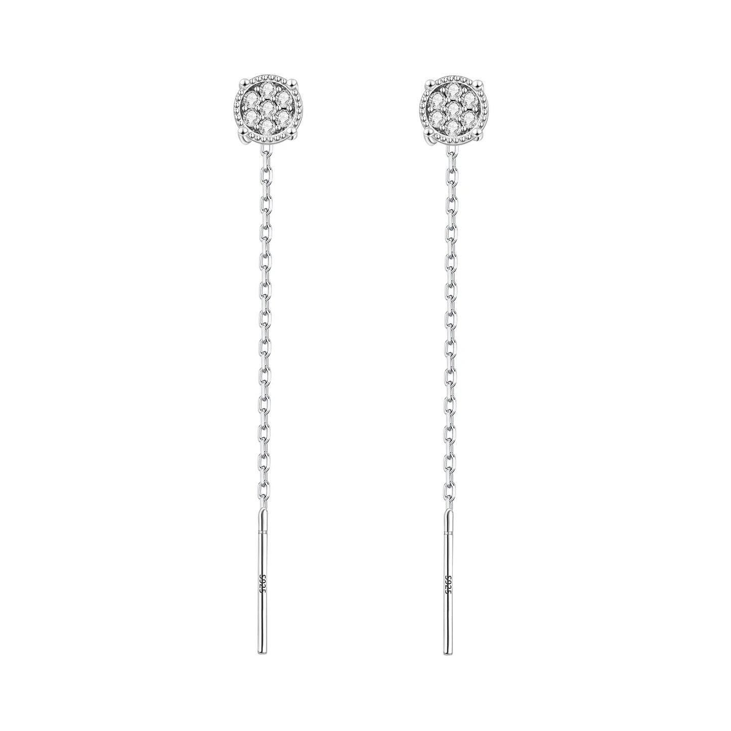 PANPOKI 925 Sterling Silver Multi Layer Starry Tassel Drop Earrings Women Earrings Charm Trend Versatile Party Jewelry Gifts