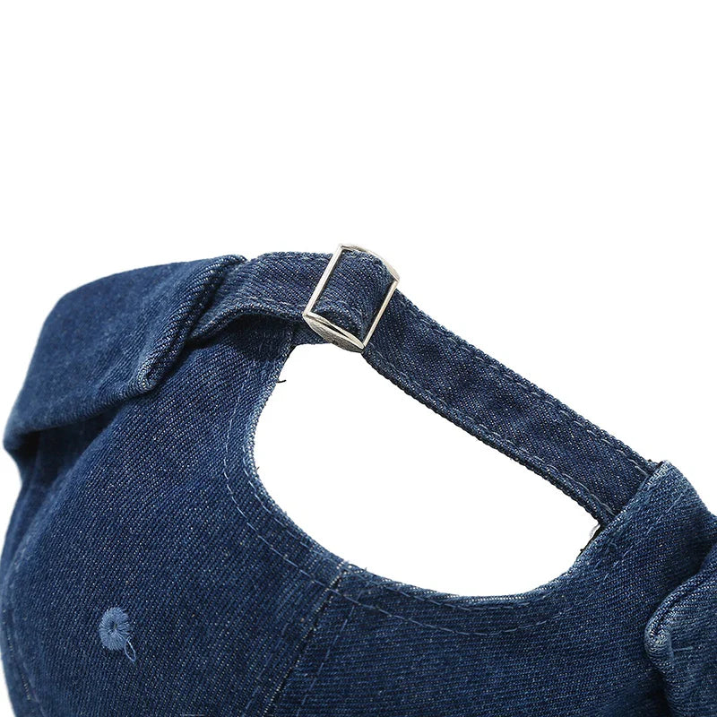 Bocca Denim Docker Cap Without Visor Letter Label Brimless Caps Adjustable Solid Color Hats Unisex Adult Retro Hip Hop Street