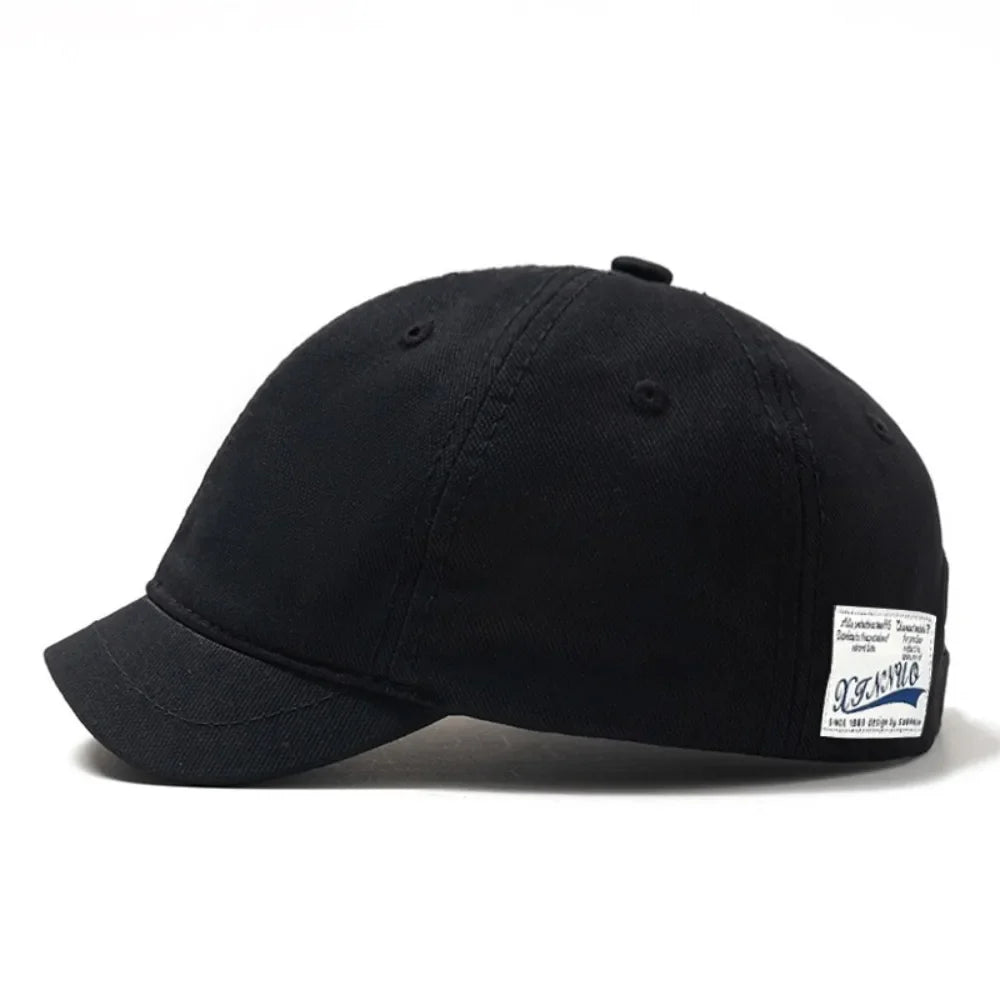 Trucker Style Short Brim Baseball Cap Adjustable Cotton Sunscreen Hat Nylon Fastener Tape Dad Hat Men Women