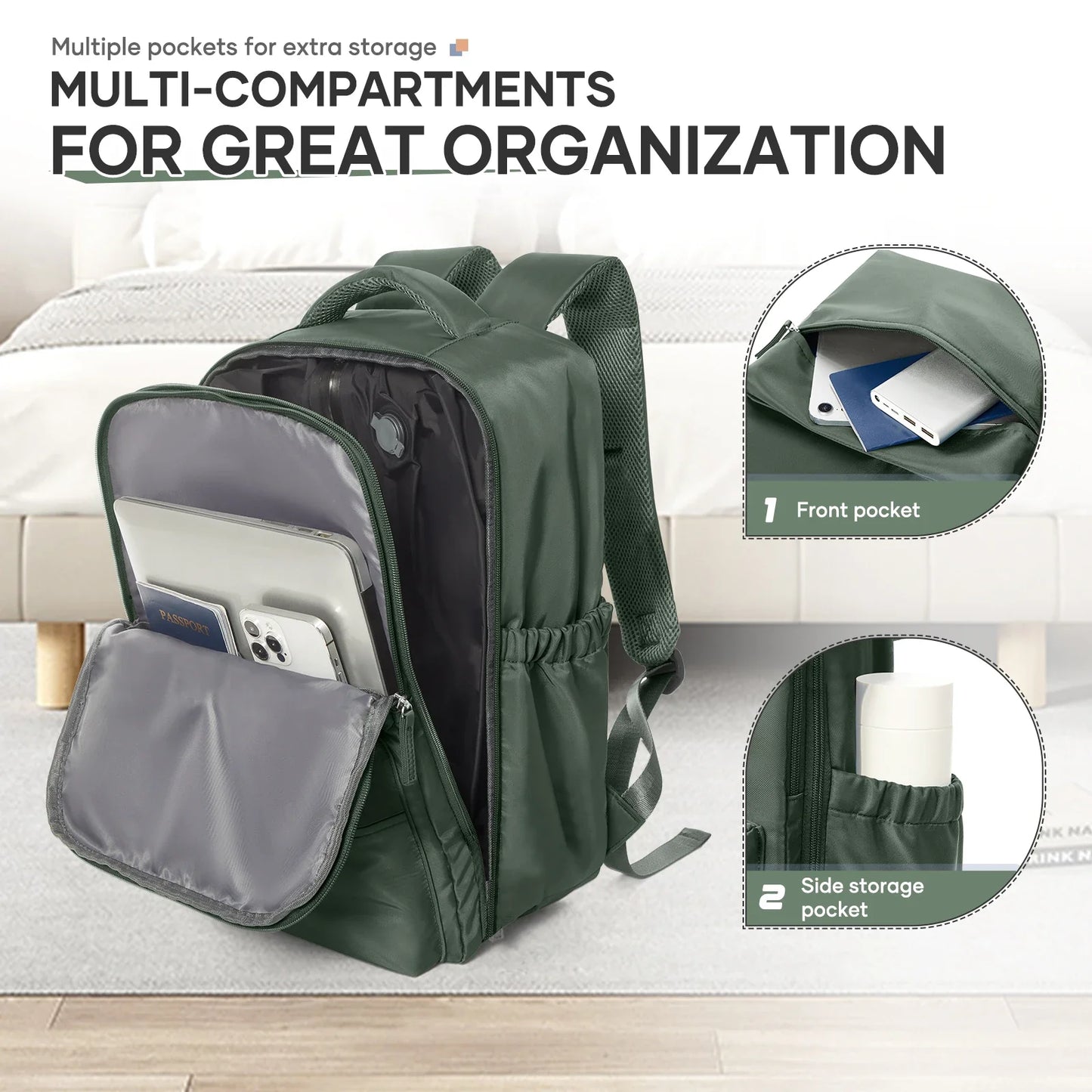 Ryanair 40x30x20 Travel Backpack Vacuum Compression Backpack with Pump,  Wizzair Cabin Bag 15.6" Laptop Travel Bag，Storage Bag