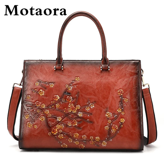 Vintage Embossed Women Shoulder Bag Leather Top-handle Bags Ladies