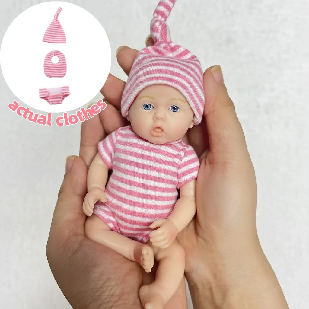 6Inch /15CM Mini Adorable Whole Solid Silicone Reborn Doll Painted Realistic Handmade Reborn Dolls For Kid's Gift Bebê Reborn