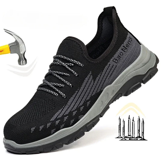 Men Steel Toe Safety Shoes Lightweight Indestructible Work Sneakers Durable Protective Boots for Construction Security Work