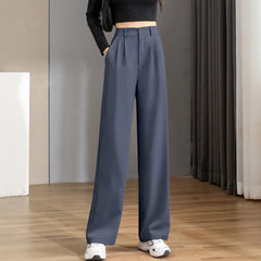 Women'S Loose Spring Summer High Waist Wide Legs Slim Casual Trousers