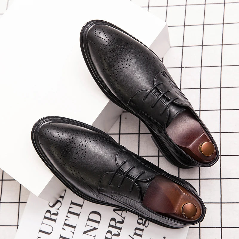 2024 Spring Gentleman Oxfords Leather Shoes Luxury Goods Men Shoes Fashion Casual Pointed Toe Formal Business Male Wedding Dress
