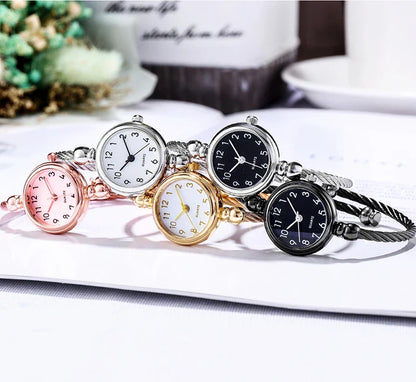 YIKAZE Women Watches Small Gold Bangle Bracelet Watch Stainless Steel Retro Ladies Quartz Wristwatch Clock Fashion Dress Watch