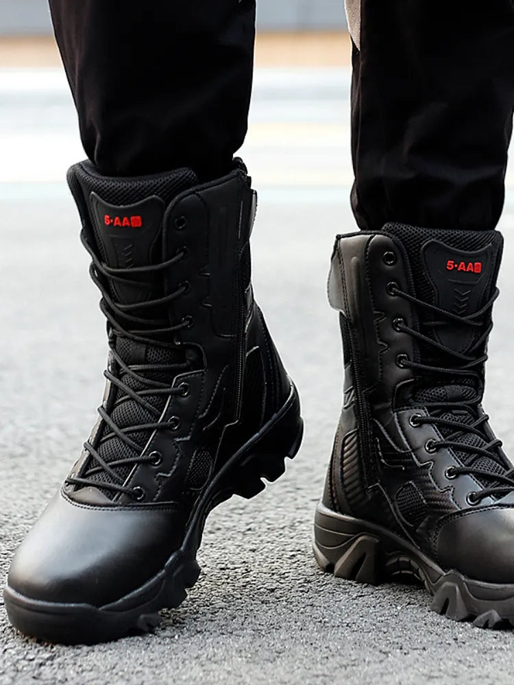 Men Tactical Military Boots Mens Shoes Leather Boot Ankle Combat Boots Black Boots
