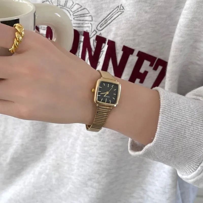 Brand Simple Quartz Watch for Women Retro Luxury Gift Ladies Watches Small Dial Adjustable Stainless Steel Strap Wristwatches