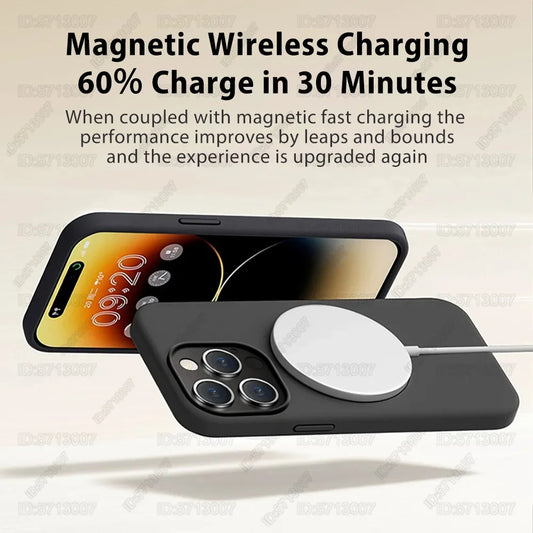 Original Magnetic Liquid Silicone Shockproof Case For iPhone 16 11 12 14 13 15 Pro Max 16 Plus For Magsafe Wireless Charge Cover