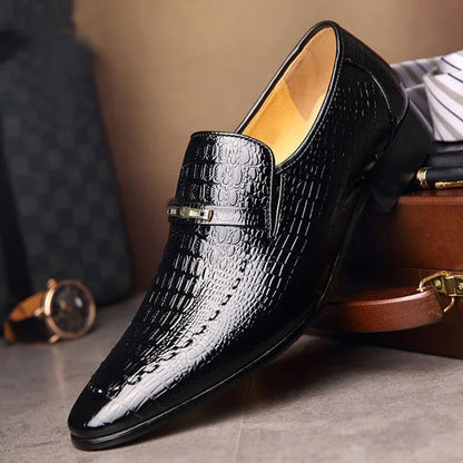 Classic Dress Shoes for Men Leather Shoes PU Crocodile Business Casual Formal Sneakers Plus Size Office Wedding Party Oxfords