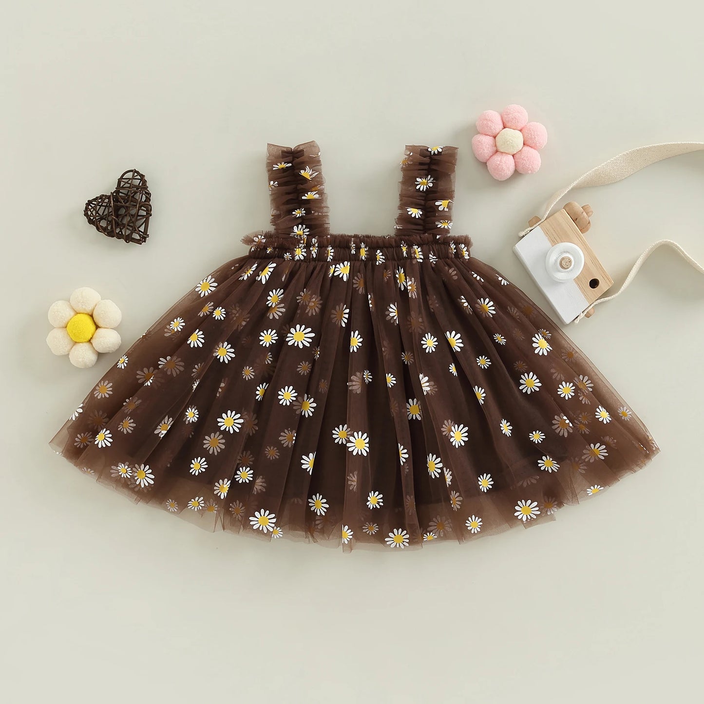 6M-5Y Summer Toddler Kid Baby Girls Tulle Dress Daisy Dresses For Girls