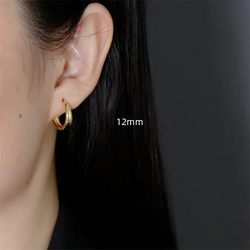 WANTME 925 Sterling Silver Simple Statement Matte Large Huggies Hoop Earrings for Men Women Fine Gothic Punk Charms S925 Jewelry