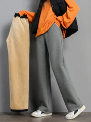 Women Warm Winter Plush Thick Pants Lambskin Cashmere Trousers