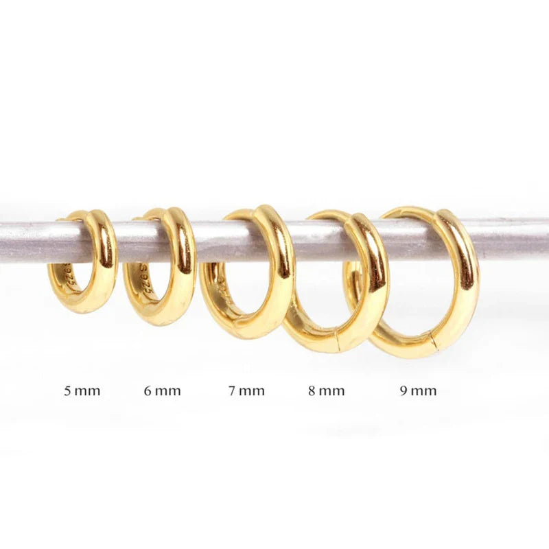 Silver 925 1 pair Women Small Hoops Earring Piercing Ear Cartilage Tragus Simple Thin Circle Anti-allergic Ear Buckle