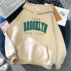 1898 Brooklyn New York Printed Women Hoodies Fashion Fleece Hoody Creativity