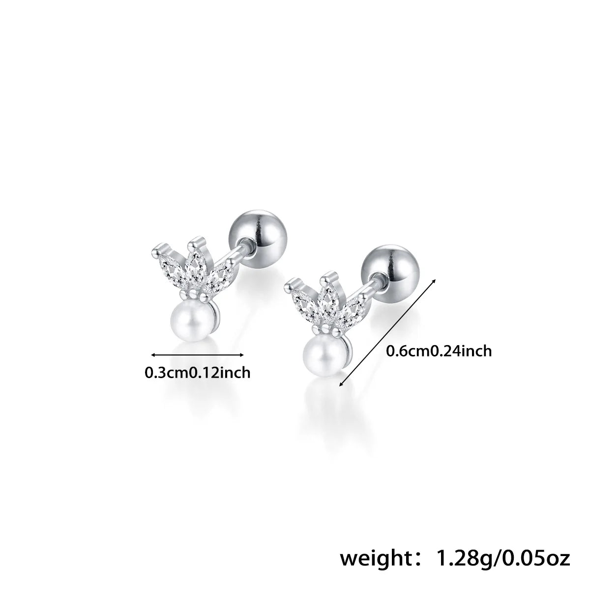 WANTME 925 Sterling Silver Fashion Love Butterfly Romantic Star Crown Screw Stud Earrings for Women Ear Bone Piercing Jewelry