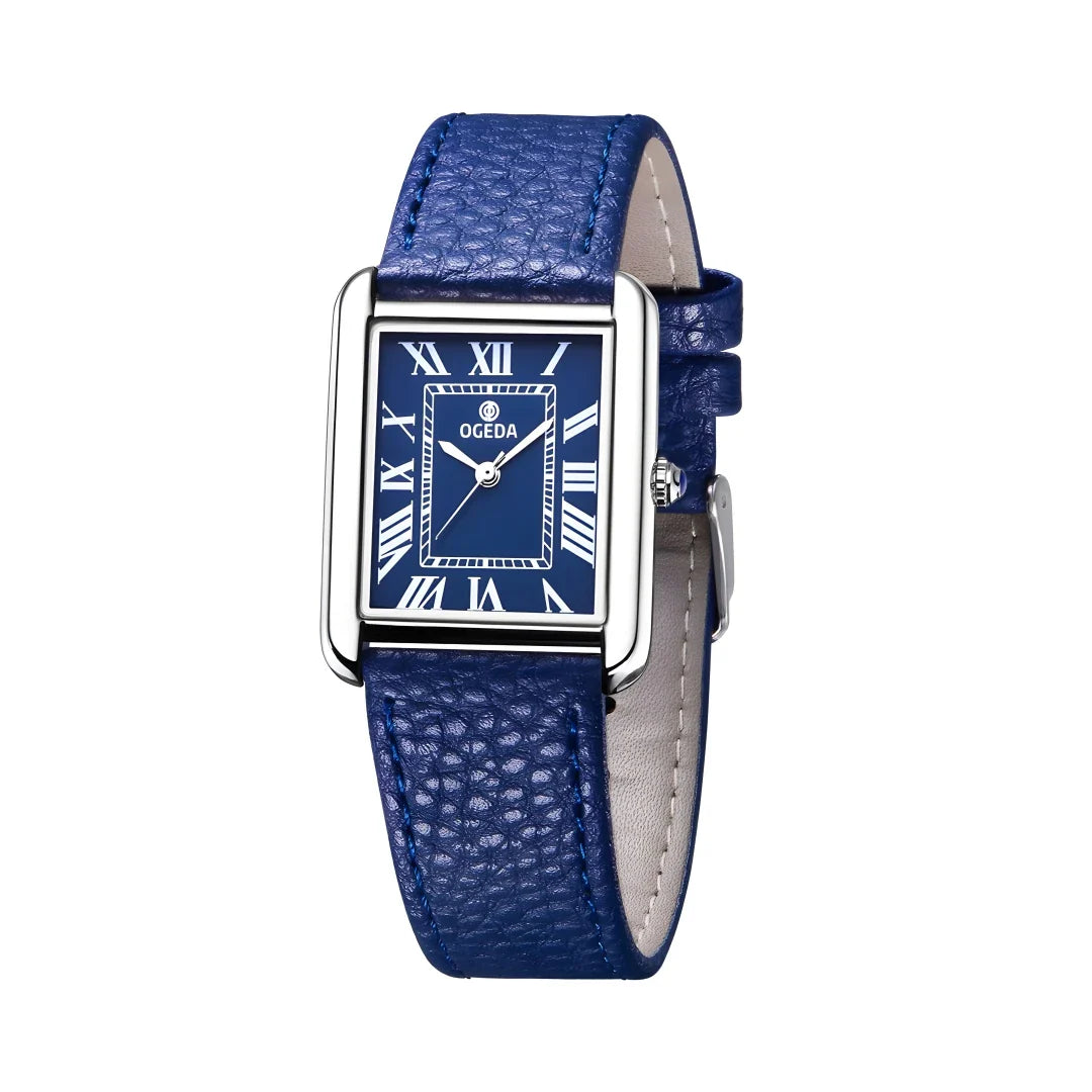 OGEDA Waterproof Couple Watches Casual Fashion Quartz Stainless Steel Leather Strap Square Dial Men's And Women's Lover Watch