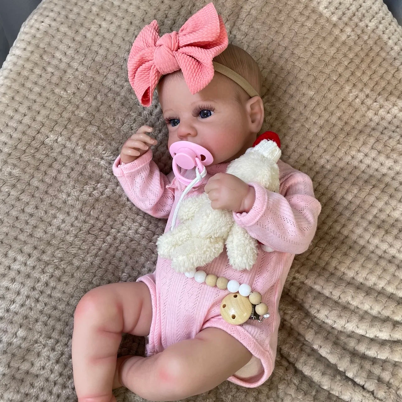 50CM Finished Reborn Baby Doll LouLou Awake Open Eyes Lifelike Newborn 3D Skin Handmade Toy Figure Birthday Gift For Girls