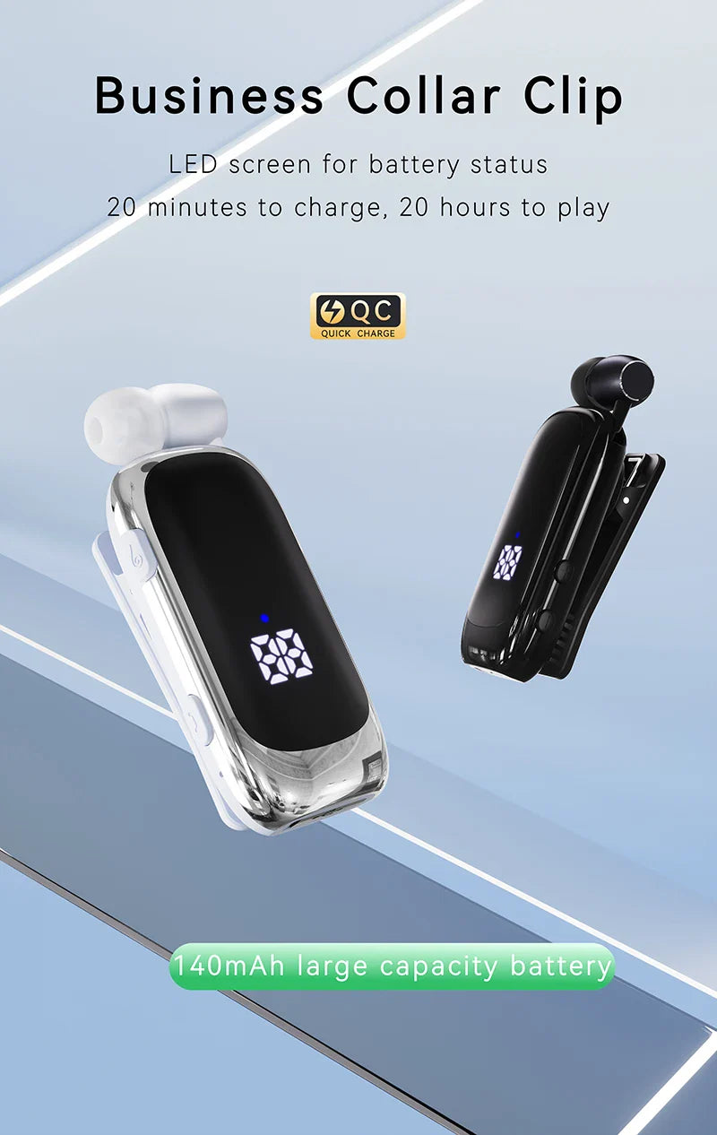K88 Lavalier Business Bluetooth 5.4 Headphone Talk/Music Time 20 Hours,LED Digital Display,Noice Cancelling Wireless Earphones