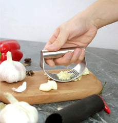 Multi-function Manual Garlic Press Curved Garlic Grinding Slicer Chopper Stainless