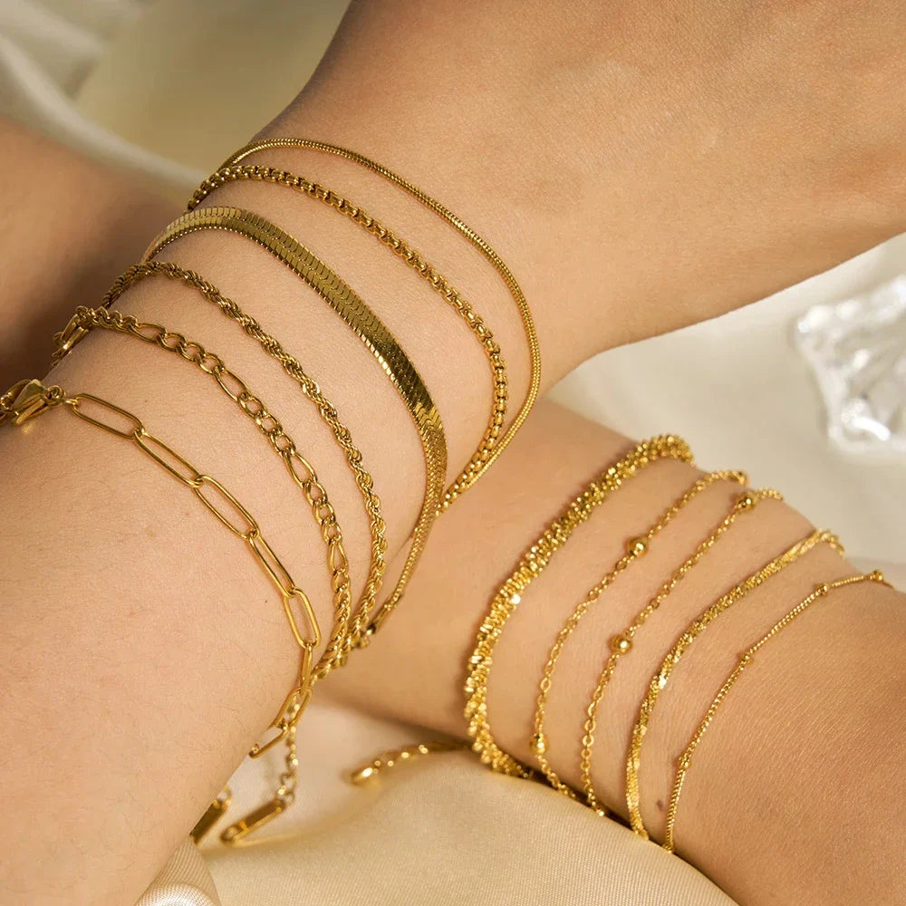 Gold Color Bracelet Stainless Steel Twist Cuban Chain Bracelet for Women Chain Bracelet Jewelry Gifts Wholesale Dropshipping