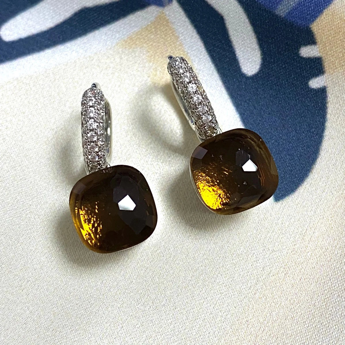 Classic Candy Color Earrings Inlay Transparent Zircon 27Colors Crystal Earrings Platinum Plated Fashion Jewelry For Women